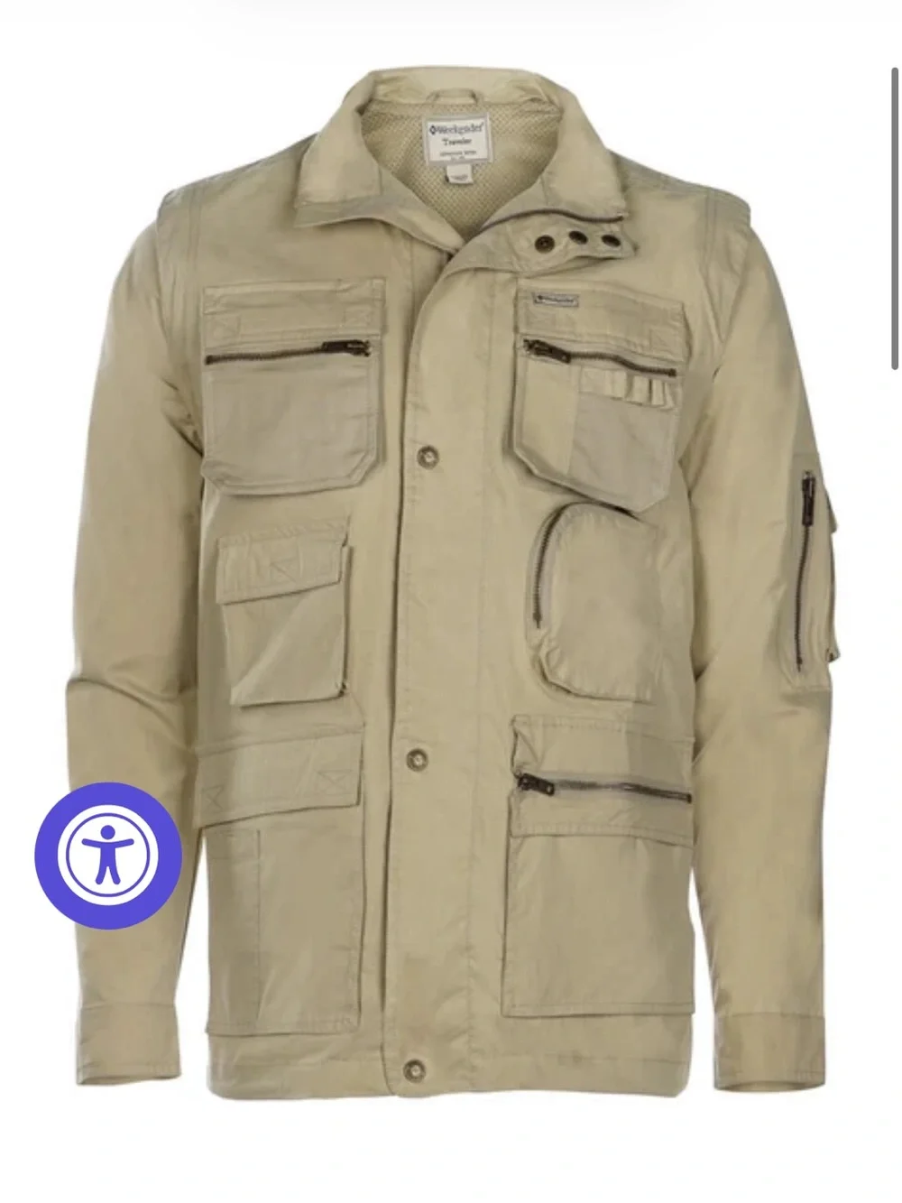 Men’s Beige Travel Jacket Size XL Convertible Correspondent Weekender Traveler